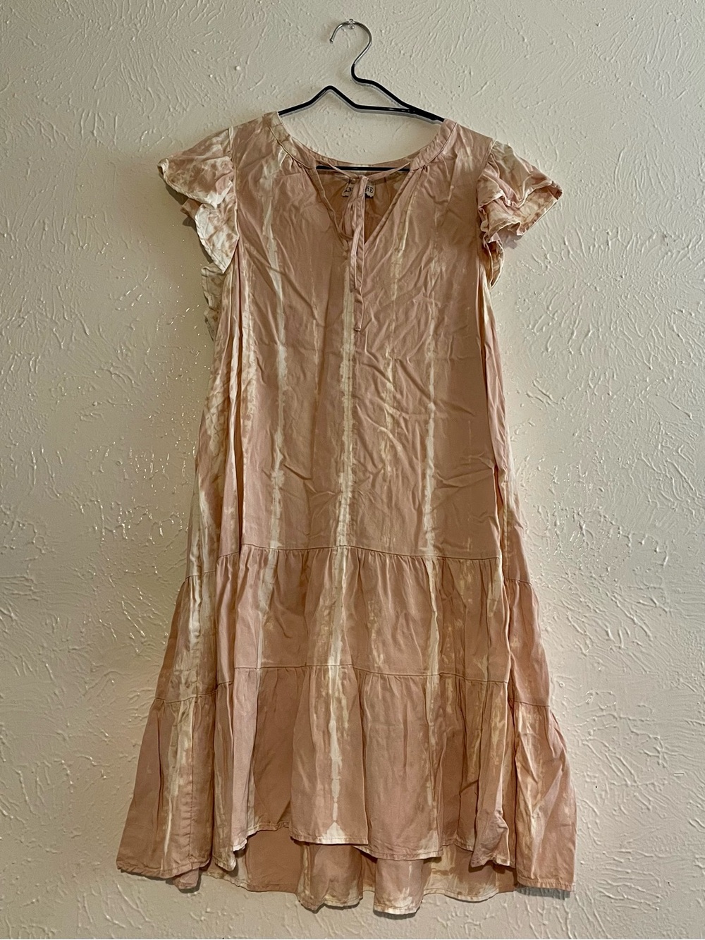 Blush Pink Tiered Cap-Sleeve Women's Dress